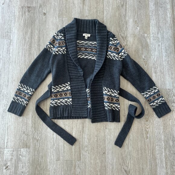 Womens St. John's Bay Petite Grey Sweater Tie Cardigan - PS - Picture 1 of 5